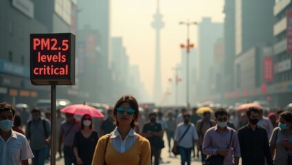 Urban Cityscape with High Pollution Levels