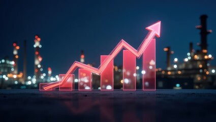 Nighttime Close-Up of an Oil Refinery with Bright Lights