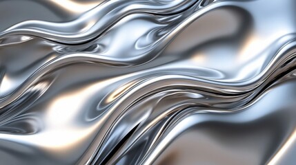 Abstract Silver Metallic Waves Texture