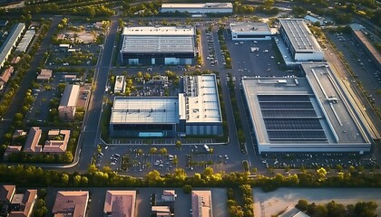 Aerial view of a large enterprise data center campus. 


