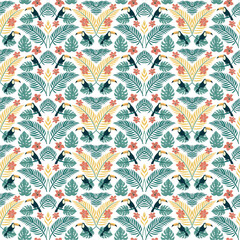 seamless pattern with flowers and birds vector design
