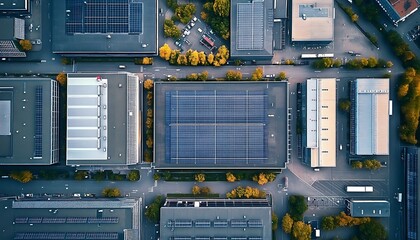 Aerial view of a large enterprise data center campus. 


