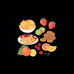 fruits and snacks vector illustrator