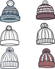set of hat vector art illustrator