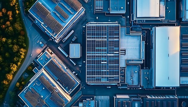 Aerial view of a large enterprise data center campus. 


