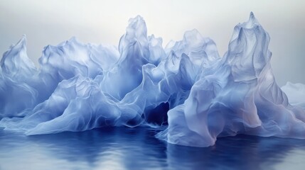 Abstract Iceberg Formations with Soft Textures and Dreamy Lighting in a Serene Ocean Setting