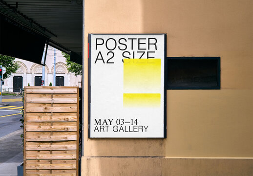 Mockup Of Vertical Customizable A2 Poster On Wall