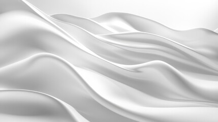 Fototapeta premium Elegant White Silk Fabric Draped in Soft Waves