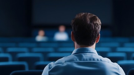 University Professor Delivers Lecture in Modern Auditorium with Digital Presentation