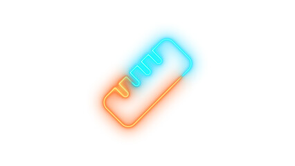 Neon ruler icon brown cyan color glowing with transparent background