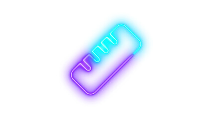 Neon ruler icon cyan purple color glowing with transparent background