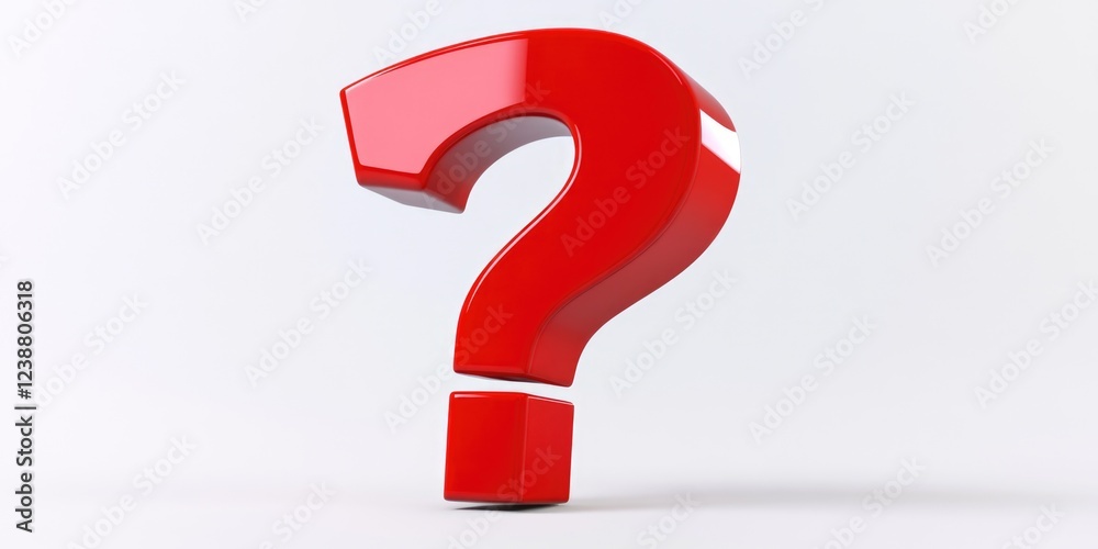 Aufkleber a bright red question mark symbol on a clean white background, suitable for use in educational or de