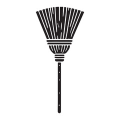 Classic Broom Silhouette Vector Illustration for Cleaning