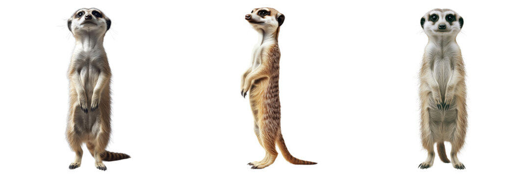 Meerkats on a transparent background standing in a natural pose - Powered by Adobe