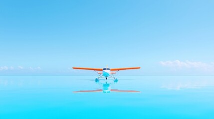 Seaplane Delivery of Medical Supplies to Remote Island, urgent cargo landing on a secluded shoreline, efficient logistics in a serene, unobstructed environment