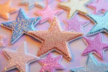 A close-up shot of a bunch of glitter stars