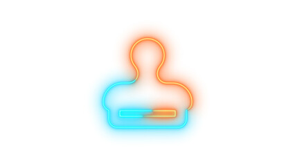 Fototapeta premium Neon stamp icon brown cyan color glowing with transparent background