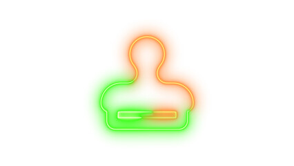 Neon stamp icon brown green color glowing with transparent background