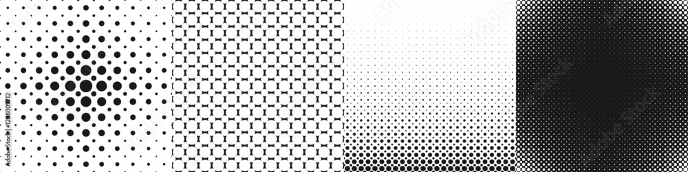Poster abstract geometric halftone circle pattern set