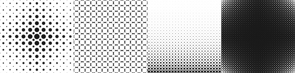 Abstract geometric halftone circle pattern set