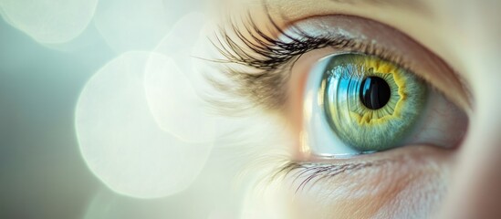 Close-up eye, bokeh background, vision, healthcare