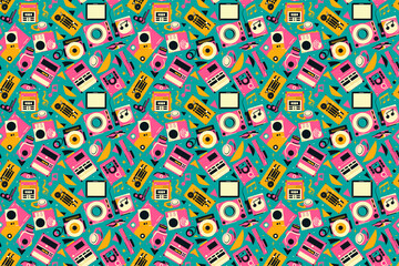 90s music pattern . seamless texture pattern. abstract background