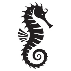 Silhouette of an Ornate Seahorse Design