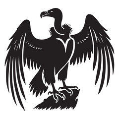 Powerful Vulture Silhouette Illustration with Wings Spread