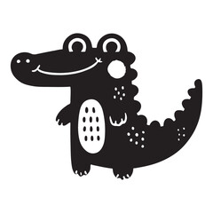 Adorable Cartoon Crocodile Silhouette Illustration