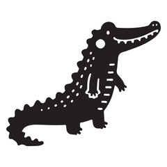 Friendly Crocodile Silhouette Illustration Vector