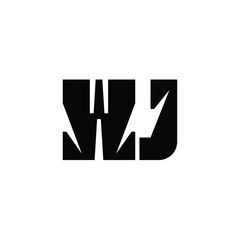 WJ monogram logo design letter text name symbol monochrome logotype alphabet character simple logo