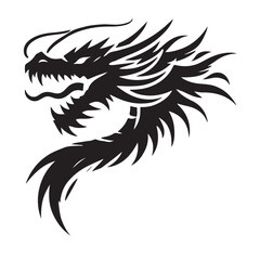 Fierce Dragon Head Silhouette Illustration Vector