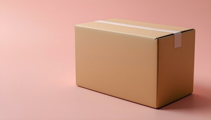 Obraz premium Large cardboard box on pink surface