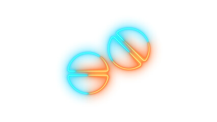 Neon tablets icon brown cyan color glowing with transparent background