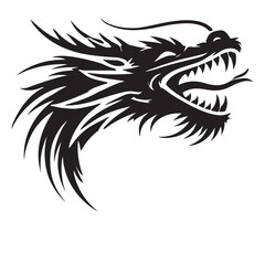 Fierce Dragon Head Silhouette Vector Graphic