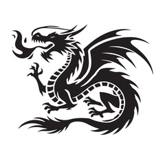 Fierce Dragon Silhouette Illustration