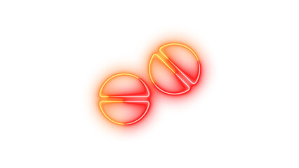 Neon tablets icon brown red color glowing with transparent background