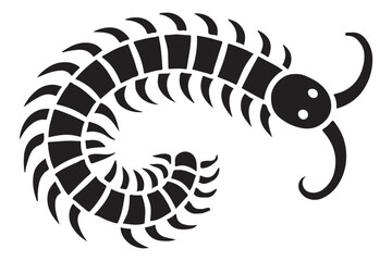 Detailed Centipede Silhouette Illustration