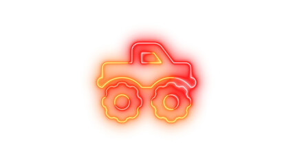 Neon truck monster icon brown red color glowing with transparent background © م س ب