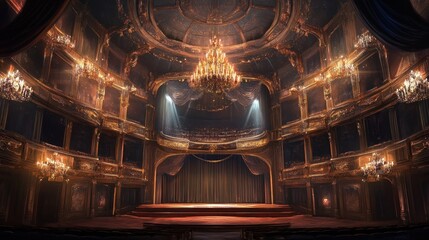 Obraz premium Ornate Gold Theater Awaits The Performance