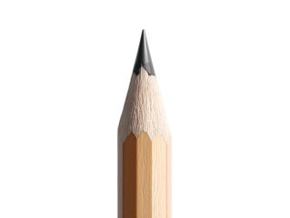 Close-up of a sharp pencil tip ready for writing or drawing  on an isolated background, perfect for education, art, or creativity-related concepts.  