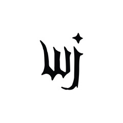 Fototapeta premium WJ monogram logo design letter text name symbol monochrome logotype alphabet character simple logo