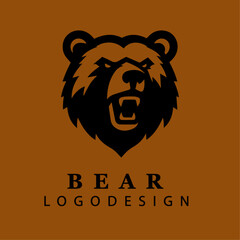 Modern artistic black and white bear face logo design isolated on white background perfect for branding wildlife nature mascots and sports team emblems

