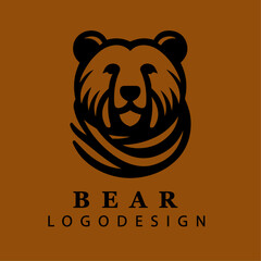 Modern artistic black and white bear face logo design isolated on white background perfect for branding wildlife nature mascots and sports team emblems

