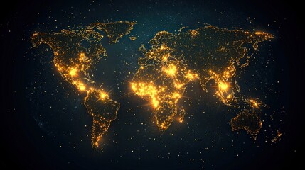 Naklejka premium A representation of global health networks glowing on a map.