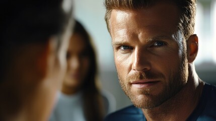 Obraz premium Portrait of a man gazing at a woman