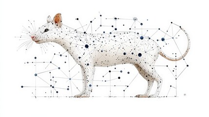 Whimsical Illustration of a Celestial Animal with Starry Background and Constellations