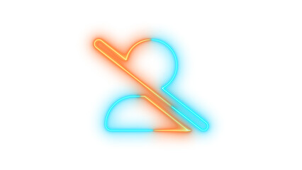 Neon user large slash icon brown cyan color glowing with transparent background