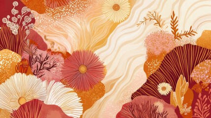 Abstract Floral Pattern in Warm Earth Tones