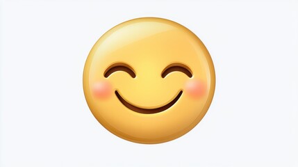Fototapeta premium Smiling emoji with blush on a white background displaying happiness and warmth